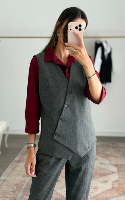 Σετ γιλέκο και παντελόνι PEACKY grey