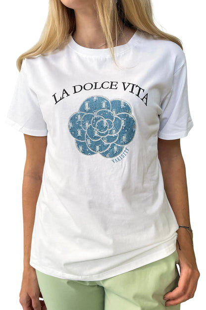 T-shirt με σχεδίο DOLCE VITA white