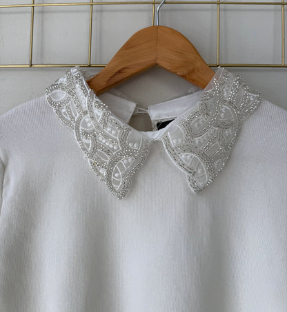 Μπλούζα με κεντημένο γιακά LIBRE off white