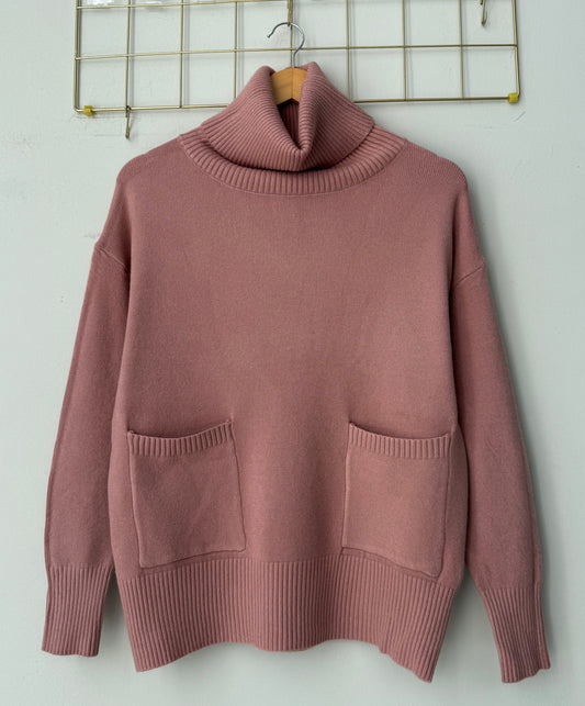 Μπλούζα πλέκτη ζιβάγκο BIZE dusty pink