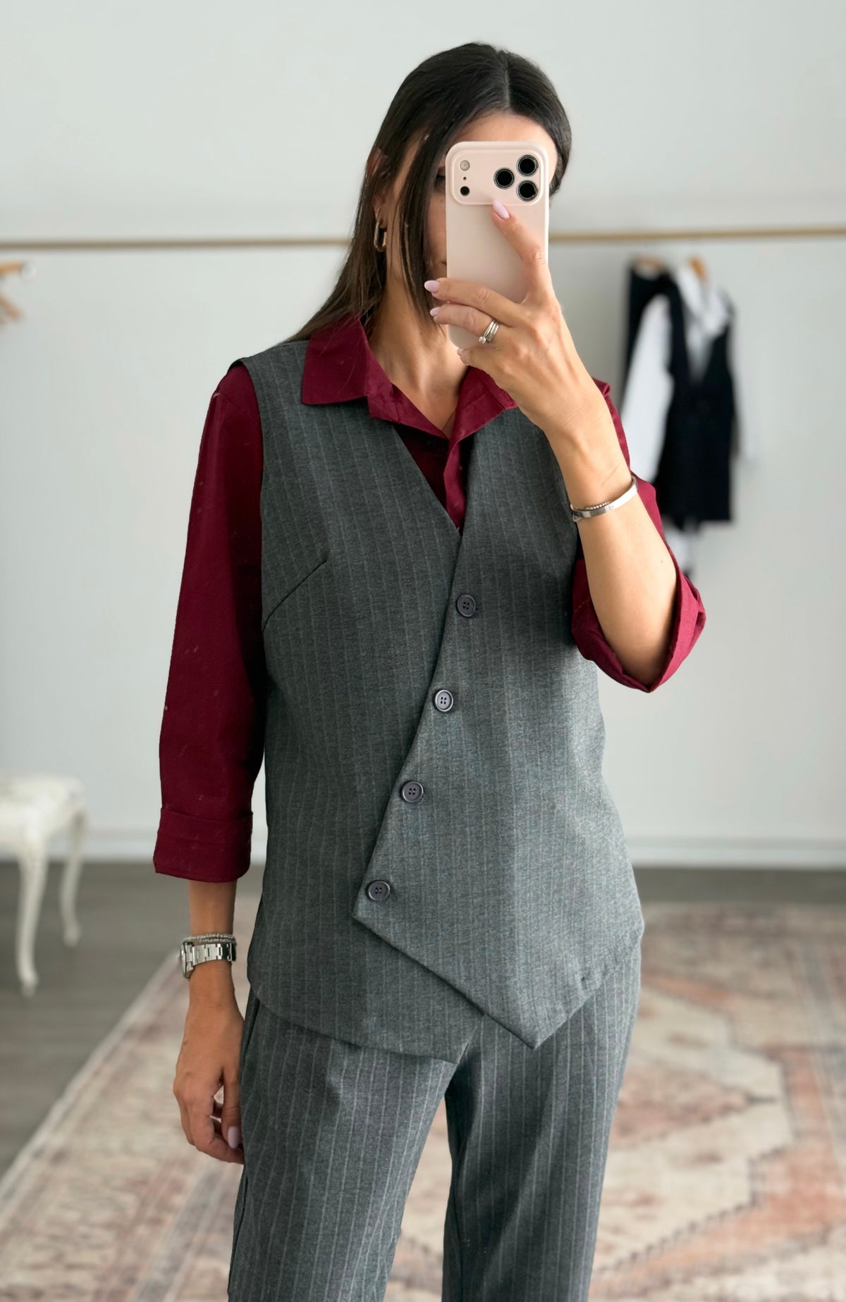 Σετ γιλέκο και παντελόνι PEACKY grey